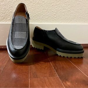 ALL BLACK "Cher's As If" platform loafers black leather size 37 NWOT